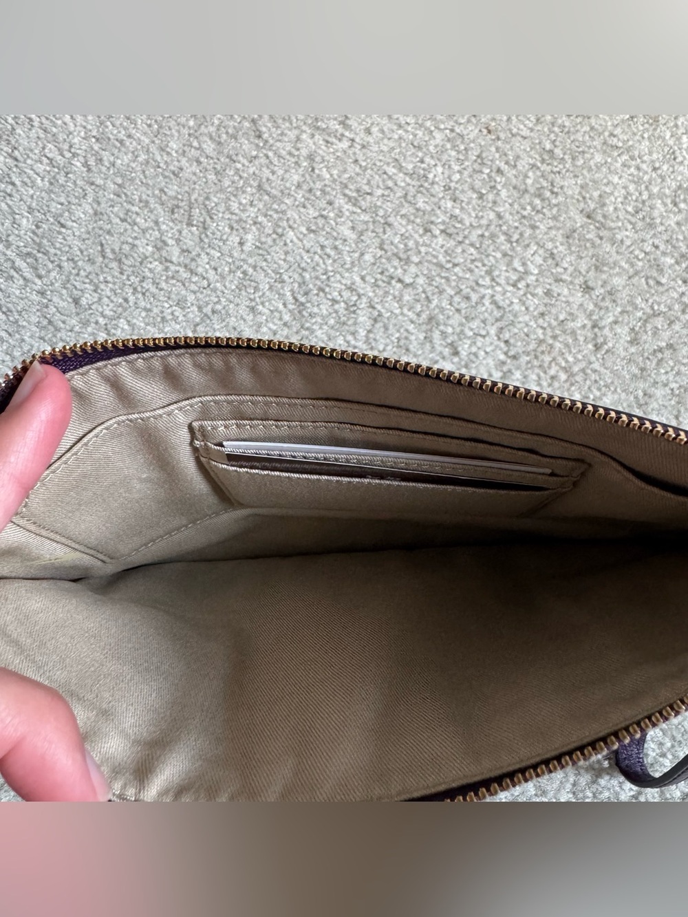 Coach Purple Leather Wristlet Clutch Slim Tablet Travel Wallet Zip Closure - Picture 9 of 13